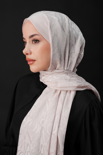 Monogram Cream Shiny Jacquard Shawl 