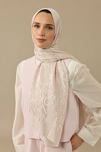Monogram Cream Shiny Jacquard Shawl 