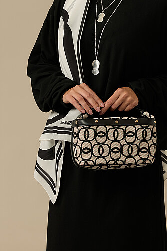 Monogram Dokuma Bej Kutu Çanta - 3