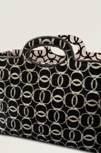 Monogram Dokuma Siyah Çanta - 3