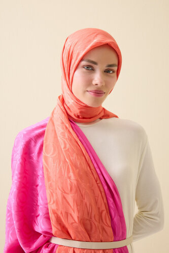 Monogram Fuchsia Shiny Jacquard Shawl - 1