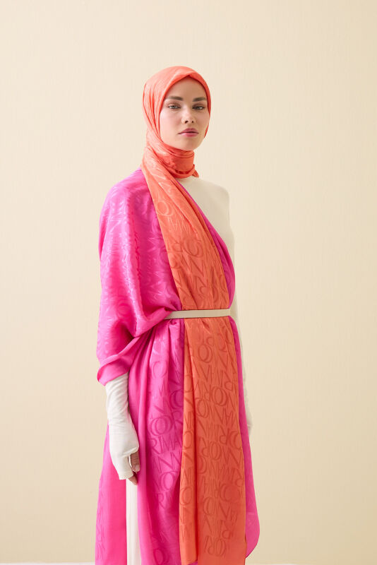 Monogram Fuchsia Shiny Jacquard Shawl - 5