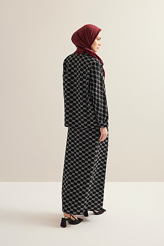 Monogram Jacquard Black Knit Skirt - 5