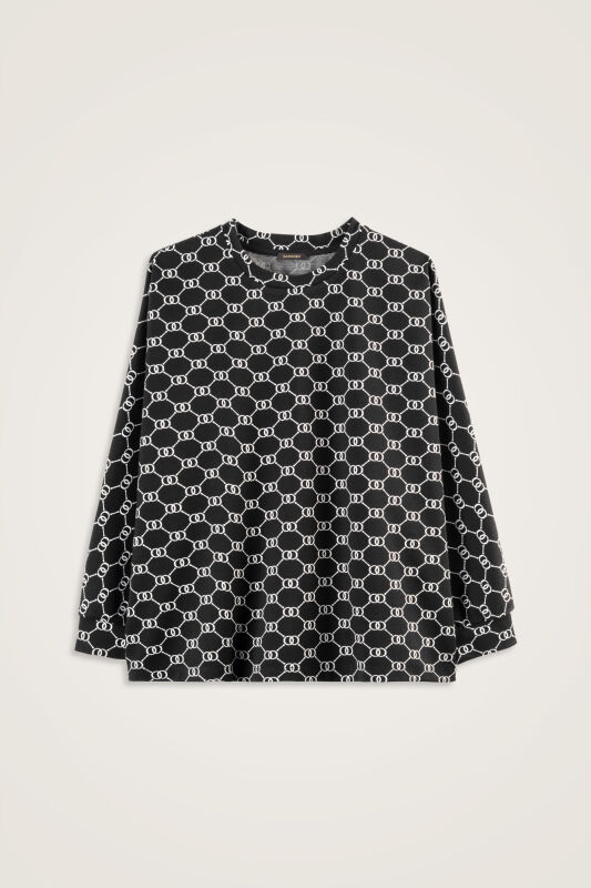 Monogram Jacquard Black Knitted Blouse - 1