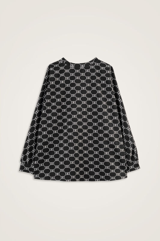 Monogram Jacquard Black Knitted Blouse - 3