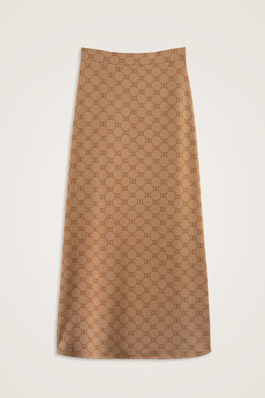 Monogram Jacquard Light Brown Knit Skirt - 1