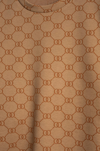 Monogram Jacquard Light Brown Knitted Blouse - 2