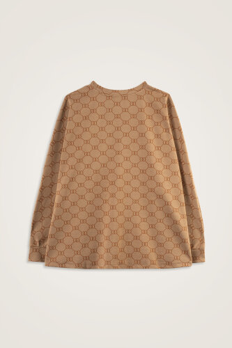 Monogram Jacquard Light Brown Knitted Blouse - 3