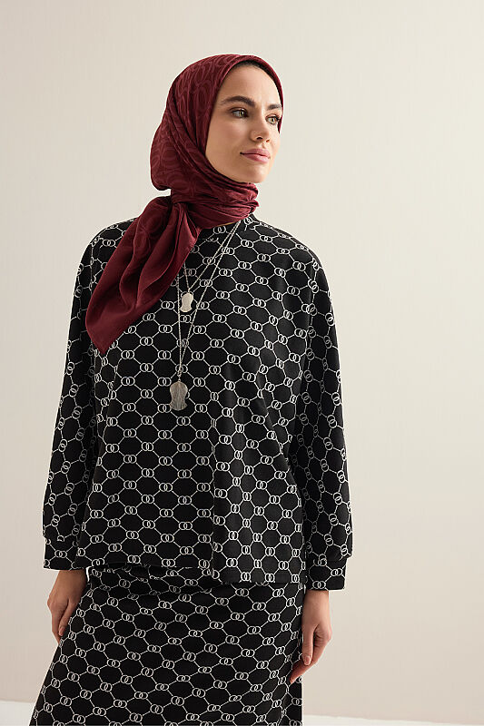 Monogram Jakar Siyah Örme Bluz - 1
