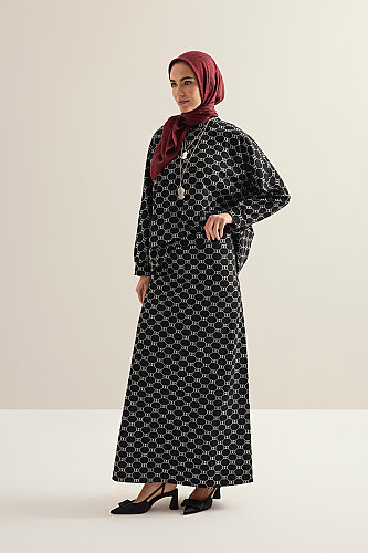 Monogram Jakar Siyah Örme Etek - Imannoor (3)