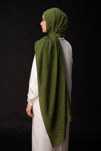 Monogram Khaki Shiny Jacquard Shawl - 5