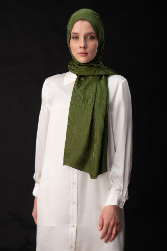 Monogram Khaki Shiny Jacquard Shawl - 1