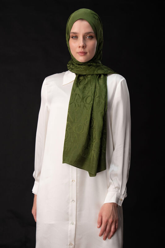 Monogram Khaki Shiny Jacquard Shawl - 1