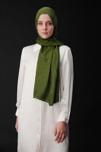 Monogram Khaki Shiny Jacquard Shawl 