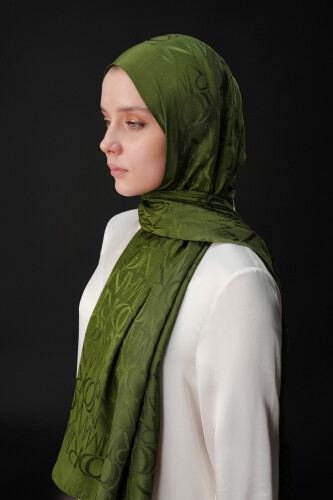 Monogram Khaki Shiny Jacquard Shawl - 3