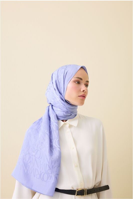 Monogram Lavender Shiny Jacquard Shawl - 5