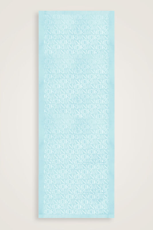Monogram Light Turquoise Shiny Jacquard Shawl - 2