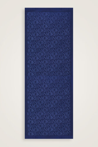 Monogram Navy Blue Shiny Jacquard Shawl - 2