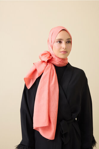 Monogram Peach Shiny Jacquard Shawl - 3