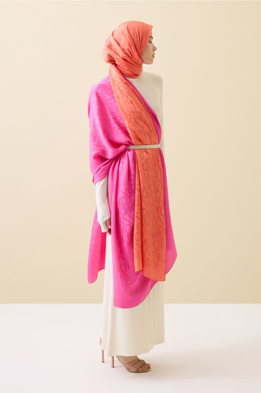 Monogram Pomegranate Flower Shiny Jacquard Shawl - 3