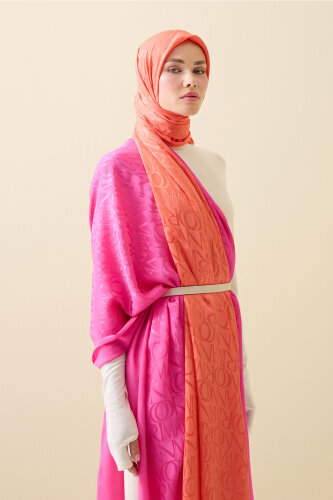 Monogram Pomegranate Flower Shiny Jacquard Shawl 
