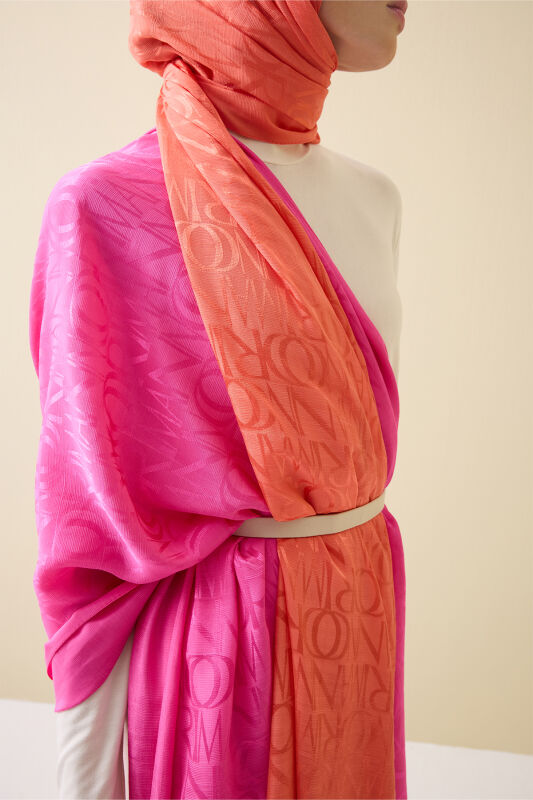 Monogram Pomegranate Flower Shiny Jacquard Shawl - 5