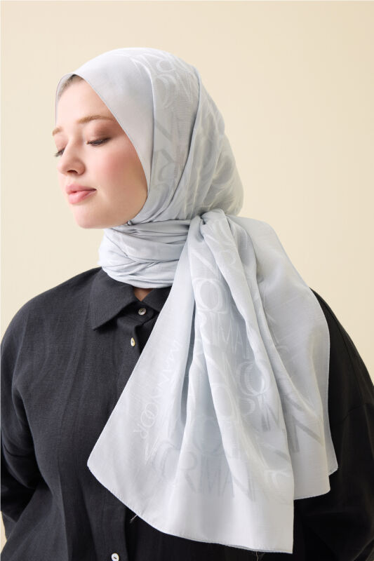 Monogram Silver Shiny Jacquard Shawl - 1