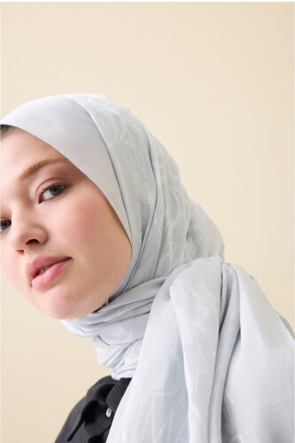 Monogram Silver Shiny Jacquard Shawl - 3