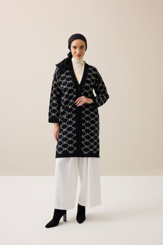 Monogram Siyah Triko Hırka - Imannoor (1)