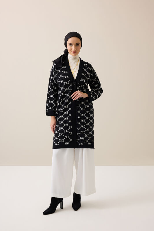Monogram Siyah Triko Hırka - 1
