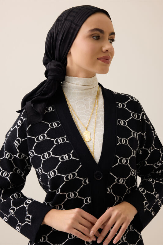 Monogram Siyah Triko Hırka - 3