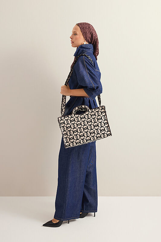 Monogram Woven Beige Bag - 6