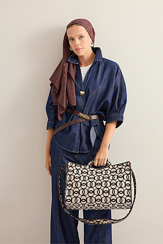 Monogram Woven Beige Bag - 9