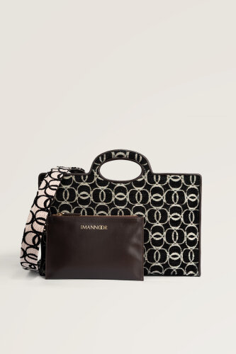 Monogram Woven Black Bag - Imannoor
