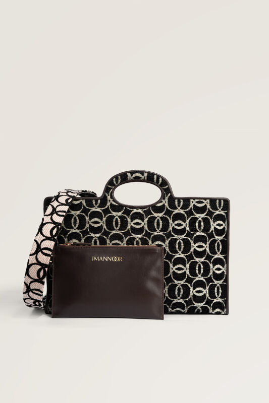 Monogram Woven Black Bag - 1