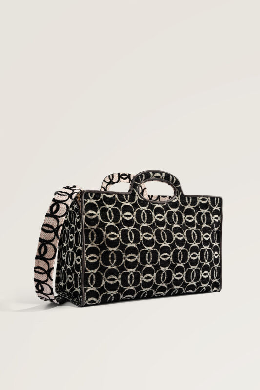 Monogram Woven Black Bag - 2
