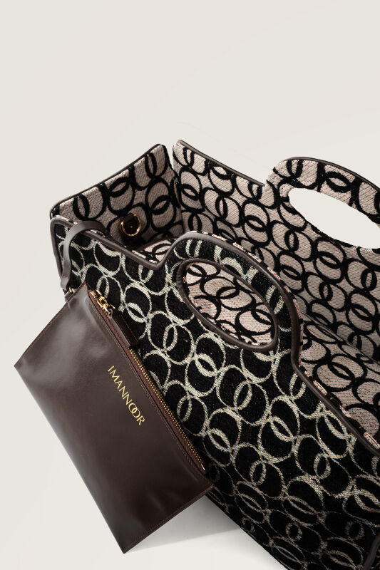 Monogram Woven Black Bag - 4