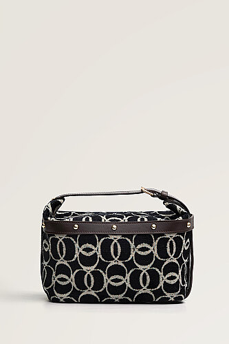 Monogram Woven Black Box Bag - Imannoor