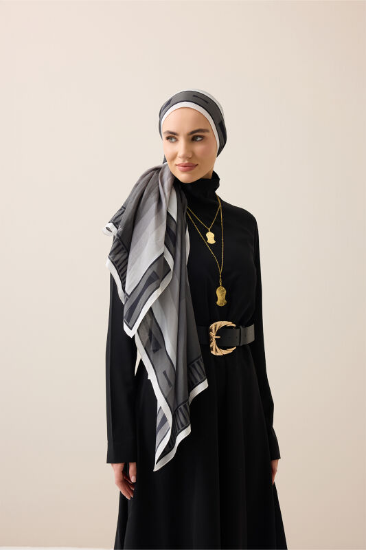 Moon Gate Gray Floss Cotton Shawl - 4