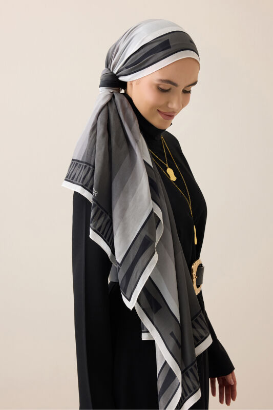 Moon Gate Gray Floss Cotton Shawl - 1