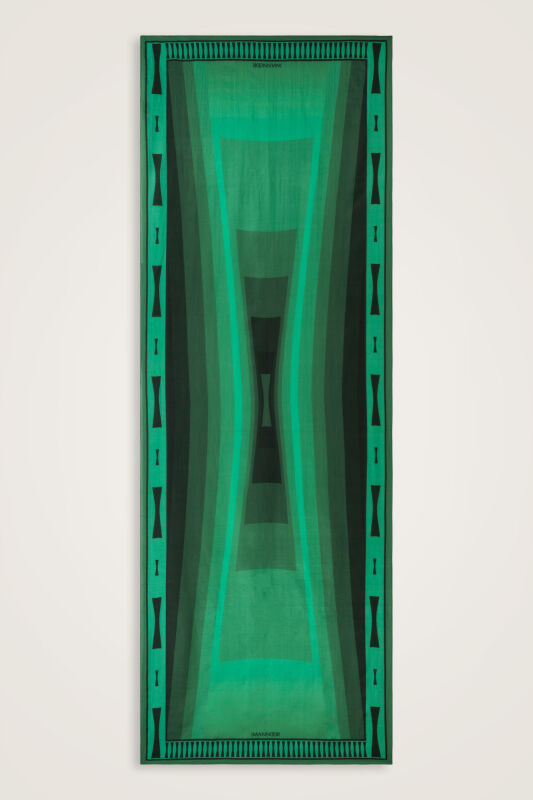 Moon Gate Green Floss Cotton Shawl - 2