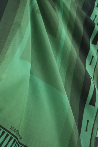 Moon Gate Green Floss Cotton Shawl - 4