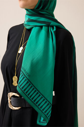 Moon Gate Green Floss Cotton Shawl - 3