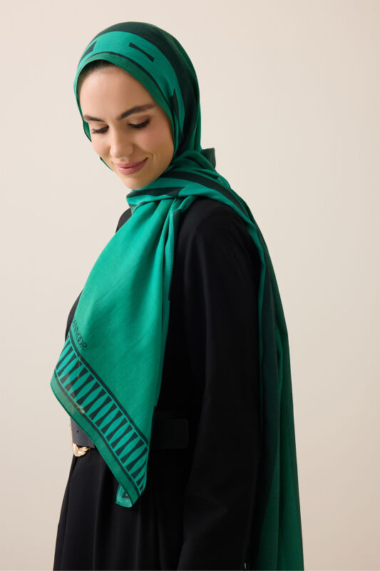 Moon Gate Green Floss Cotton Shawl - 1
