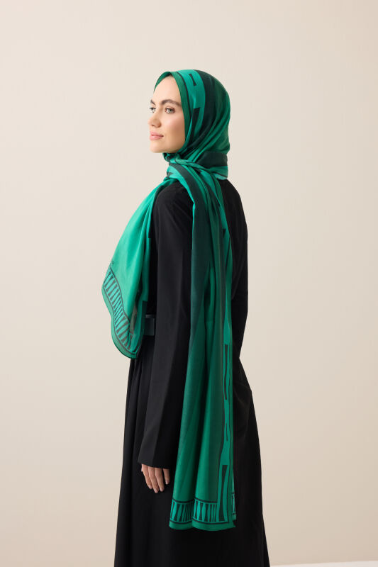 Moon Gate Green Floss Cotton Shawl - 6