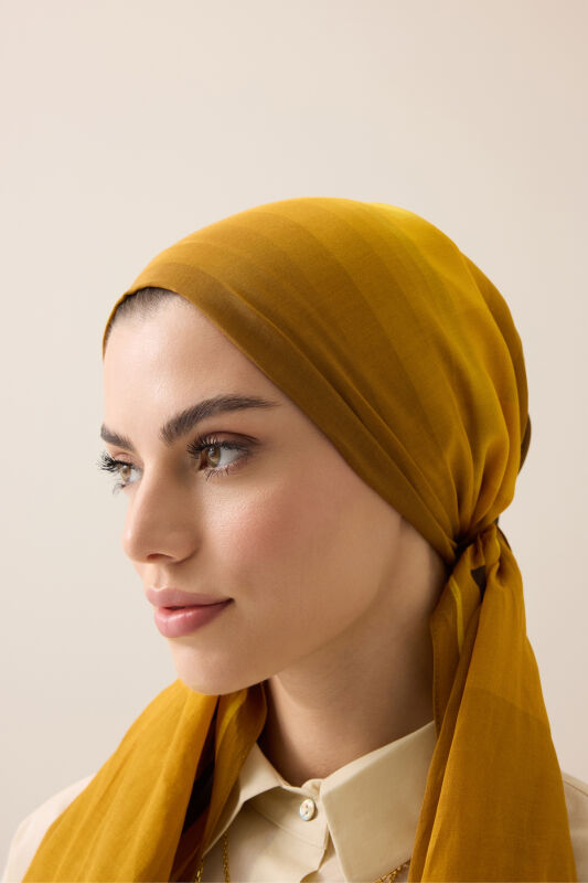 Moon Gate Mustard Floss Cotton Shawl - 3