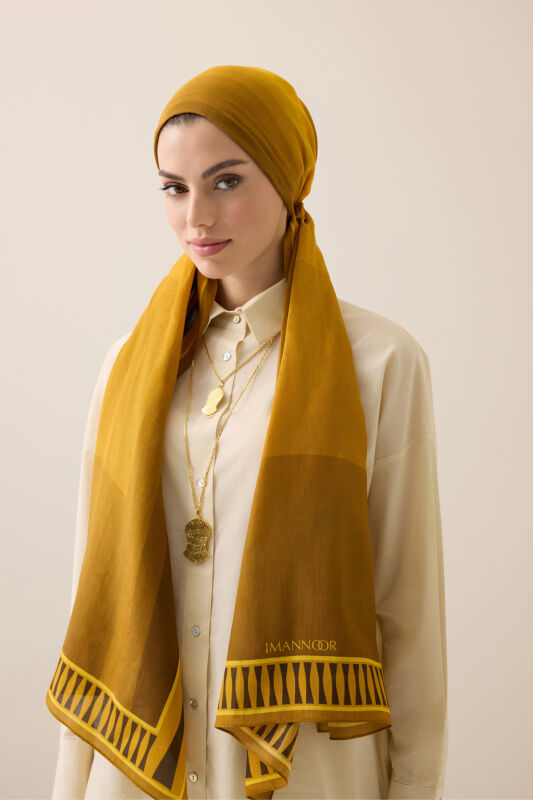 Moon Gate Mustard Floss Cotton Shawl - 1