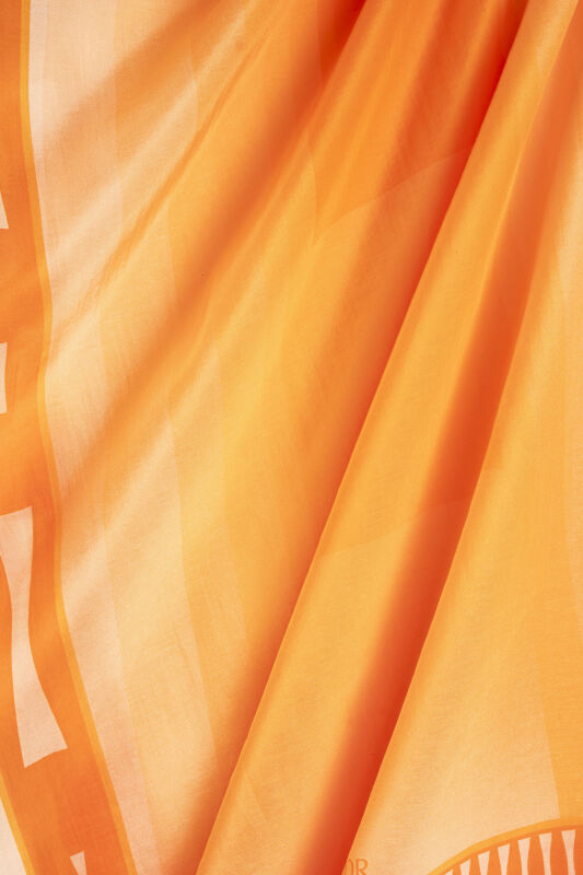 Moon Gate Orange Floss Cotton Shawl - 2