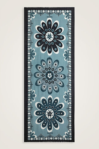 Mosaic Daisy Black-Petrol Silk Voile Scarf 