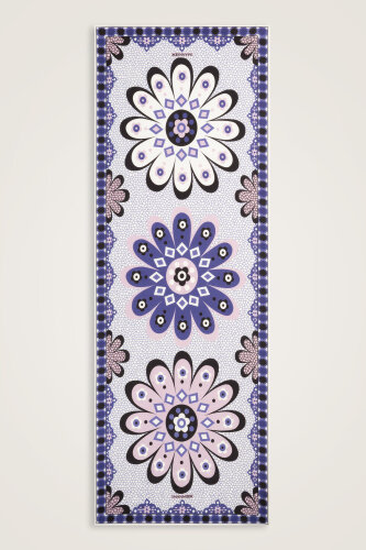 Mosaic Daisy Blue-Powder Cotton Floss Scarf 